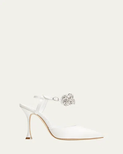 Manolo Blahnik Mabina Crystal Ankle-strap Pumps In Multi
