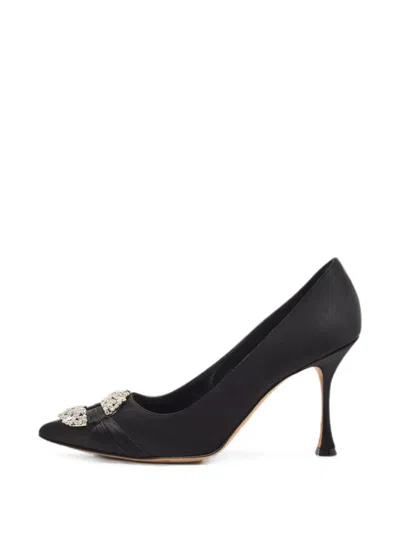 Pre-owned Manolo Blahnik Maida Crystal-embellished Pumps In Black