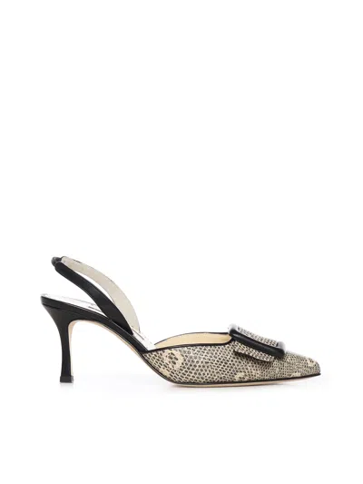 Manolo Blahnik Maisalebi Lizard Print Pump In Black