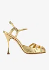 Manolo Blahnik Maka Nak 105 Metallic Leather Sandals In Gold