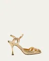 Manolo Blahnik Maka Nak 105 Metallic Leather Sandals In Gold