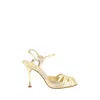 Manolo Blahnik Maka Nak 105 Metallic Leather Sandals In Gold