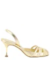 Manolo Blahnik Ankle Strap High-heeled Sandals In Gold