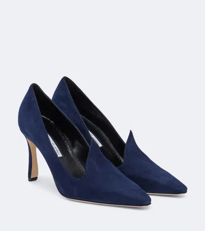 Manolo Blahnik Maldite Suede Pumps In Animal Print