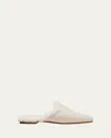 Manolo Blahnik Mariamu Suede Shearling Slipper Mules In Light Khaki/white