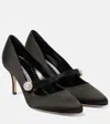 Manolo Blahnik Marijana Embellished Satin Mary Jane Pumps In Black