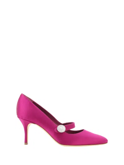 Manolo Blahnik Marijana Fabio Satin 070 Pump Shoes In Pink