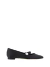 Manolo Blahnik Satin Crystal Mary Jane Ballerina Flats