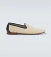 Manolo Blahnik Mario Leather-trimmed Raffia-effect Loafers In Beige