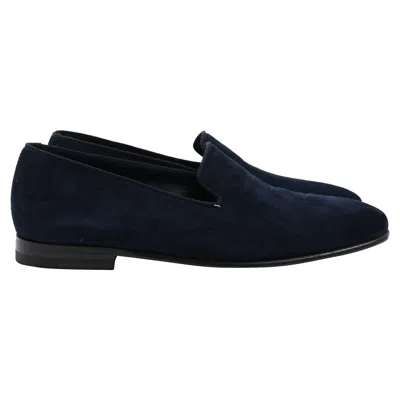 Manolo Blahnik Mario Loafers In Navy Blue Suede