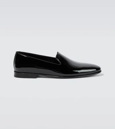 Manolo Blahnik Mario Patent Leather Loafers In Black