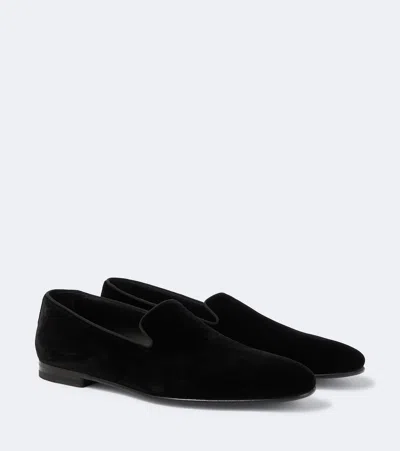 Manolo Blahnik Mario Velvet Loafers In Black