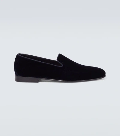 Manolo Blahnik Mario Velvet Loafers In Blue