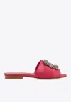 Manolo Blahnik Martamod Satin Flats With Crystal Buckle In Purple
