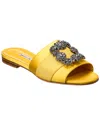 Manolo Blahnik Martamod Embellished Satin Mules In Yellow