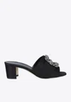 Manolo Blahnik Martanew 50 Crystal Buckle Satin Mules In Black