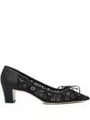 Manolo Blahnik Martebal 50 Lace Bow-detail Pumps In Black