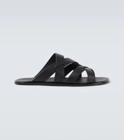 Manolo Blahnik Marvin Leather Sandals In Black