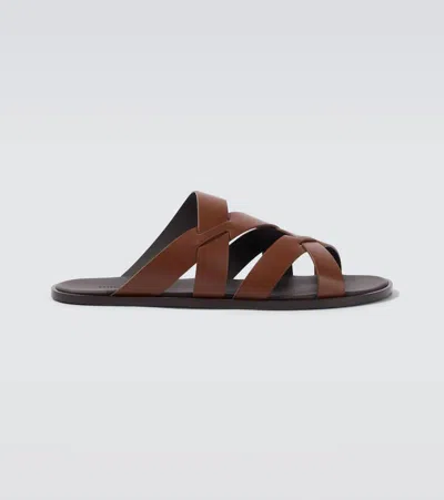 Manolo Blahnik Marvin Leather Sandals In Brown