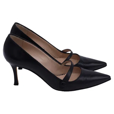 Manolo Blahnik Mary Jane Pointed-toe Pumps In Black Leather