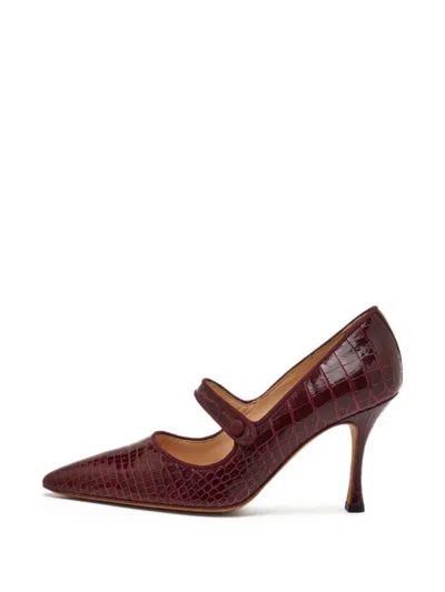 Pre-owned Manolo Blahnik Mary Jane Pumps In Red