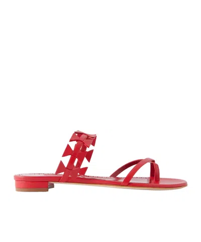 Manolo Blahnik Maura Leather Sandals In Red