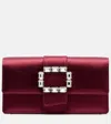 Manolo Blahnik Maycap Embellished Satin Clutch In Burgundy
