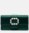 Manolo Blahnik Maycap Embellished Satin Clutch In Green