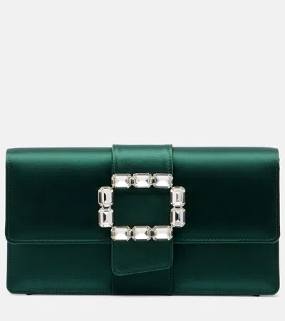 Manolo Blahnik Maycap Embellished Satin Clutch In Green