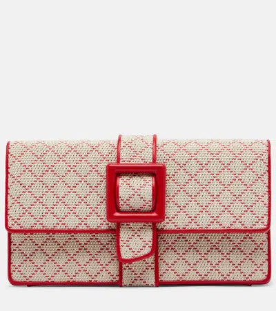 Manolo Blahnik Maycap Raffia-effect Clutch In Red