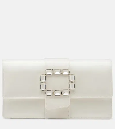 Manolo Blahnik Maycapjou Embellished Satin Clutch In White