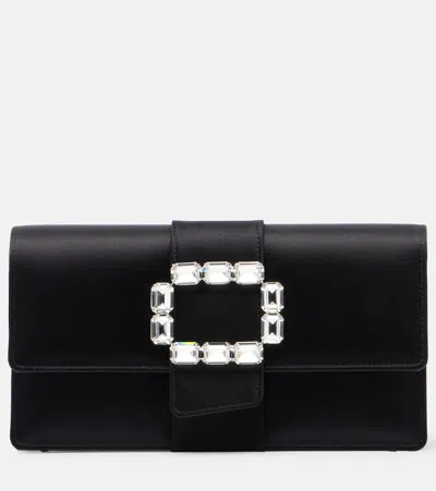 Manolo Blahnik Maycapjou Satin Clutch In Black