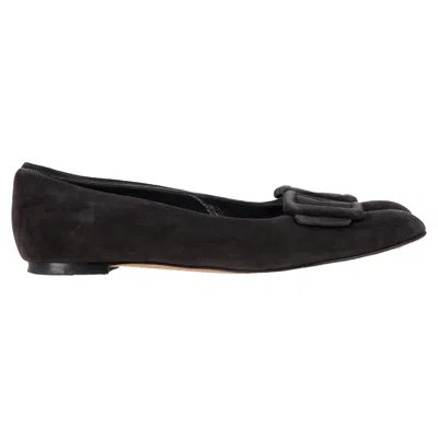 Manolo Blahnik Maydi Ballet Flats In Black Suede In Brown