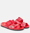 Manolo Blahnik Mayfu Fussbett Croco Slide Sandals In Red