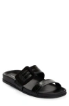 Manolo Blahnik Mayfu Croc Embossed Slide Sandal In Black