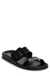 Manolo Blahnik Mayfu Croc Embossed Slide Sandal In Black