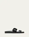 Manolo Blahnik Mayfu Fussbett Croco Slide Sandals In Black