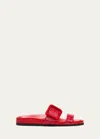 Manolo Blahnik Mayfu Fussbett Croco Slide Sandals In Red