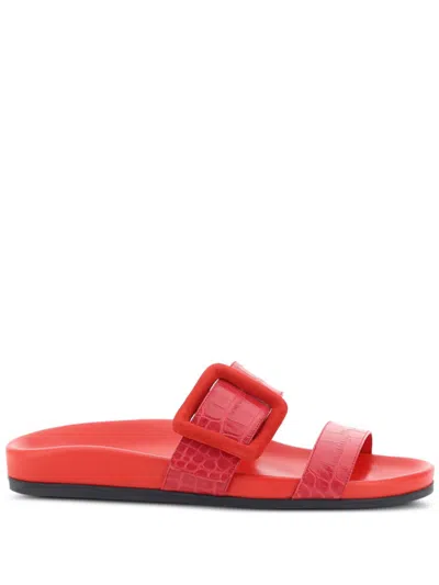 Manolo Blahnik Round Head Slippers In Red