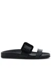 Manolo Blahnik Mayfu Croc-embossed Leather Flat Mules In 黑色