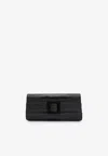 Manolo Blahnik Maygot Croc-embossed Leather Clutch In Black