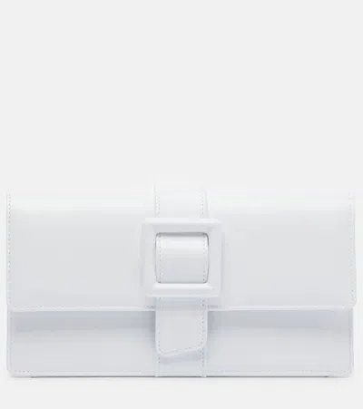 Manolo Blahnik Maygot Leather Clutch In White
