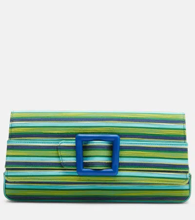 Manolo Blahnik Maygot Small Striped Clutch In Multi
