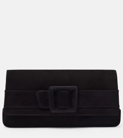 Manolo Blahnik Maygot Suede Clutch In Black