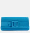 Manolo Blahnik Maygot Suede Clutch In Blue