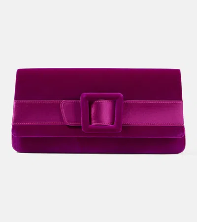 Manolo Blahnik Maygot Velvet Clutch In Purple