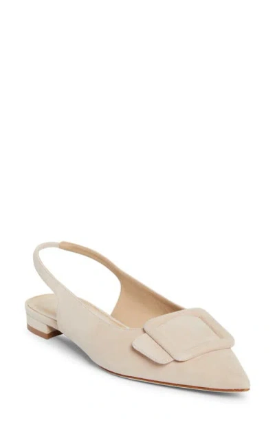 Manolo Blahnik Maylura Buckle Pointed Toe Slingback Flat