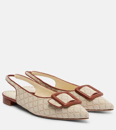 Manolo Blahnik Maylura Raffia-effect Slingback Flats In Multi