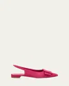 Manolo Blahnik Maylura Suede Slingback Ballerina Flats In Pink