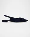 Manolo Blahnik Maylura Suede Slingback Ballerina Flats In Blue